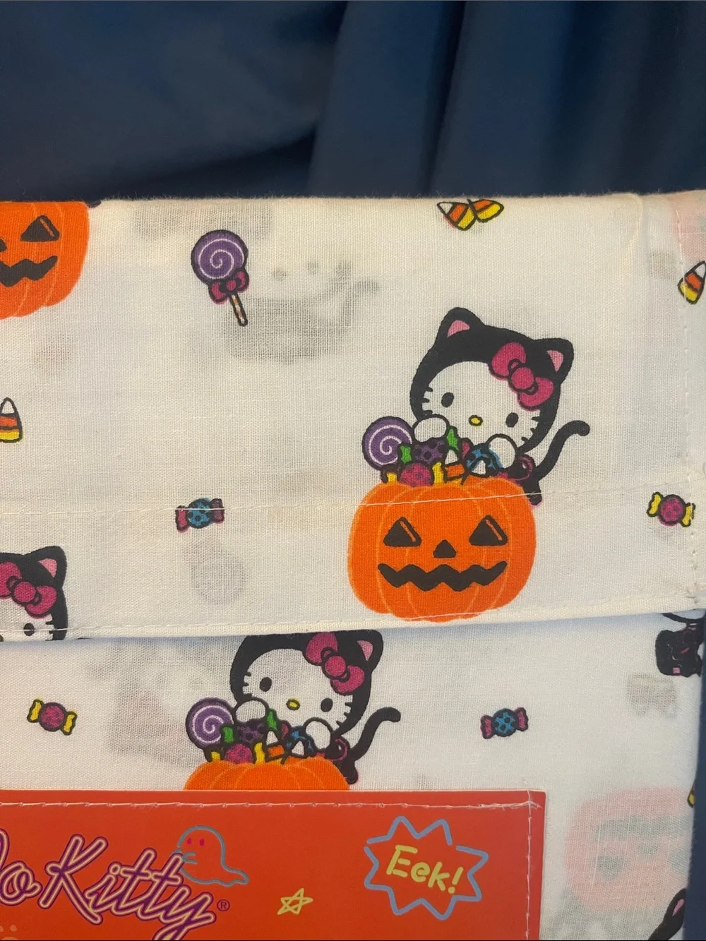 Hello Kitty Queen Sheet Set - White with Pumpkins and Candy